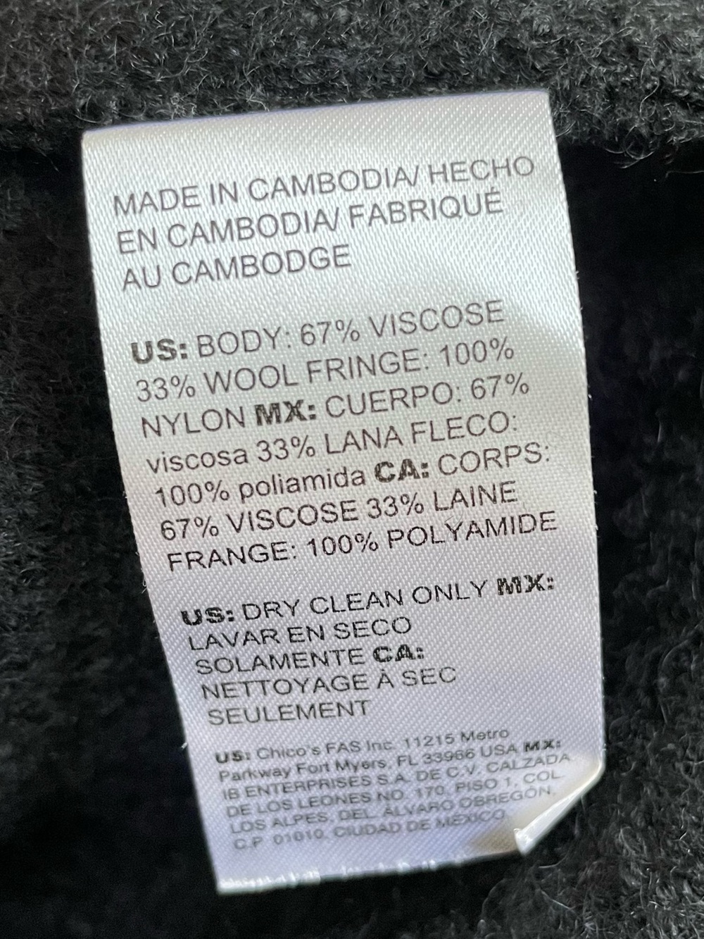 Chico’s Black Boiled Wool Heavy Button Down Fringe Jacket Size 1 Medium 8-10 - Picture 8 of 12